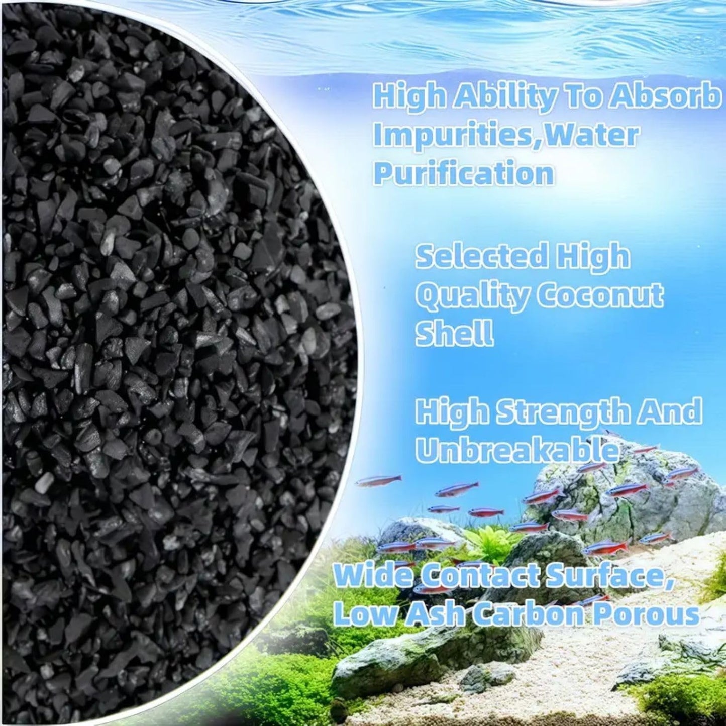 Petzlifeworld 1Kg Premium Activated Carbon for Aquarium Filters - Granulated Charcoal with Fine Mesh Bag, Fast-Absorbing Impurities -High-Efficiency Water Purification, Aquarium Filtration