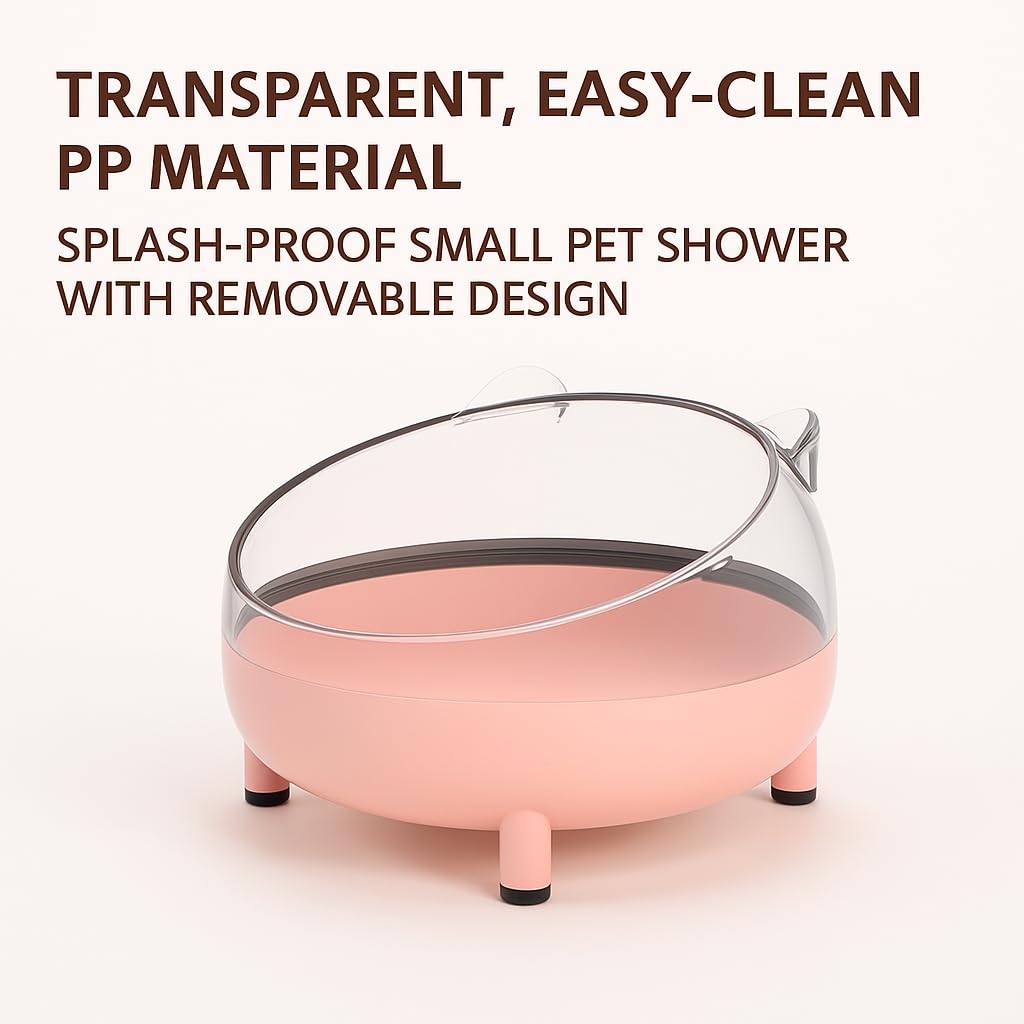 PetzLifeWorld 1 Pcs Transparent Hamster Basin, Non-Slip Base - Round, Four-Legged Design for Hamsters & Small Pets | Splash-Proof Small Pet Shower with Removable Design