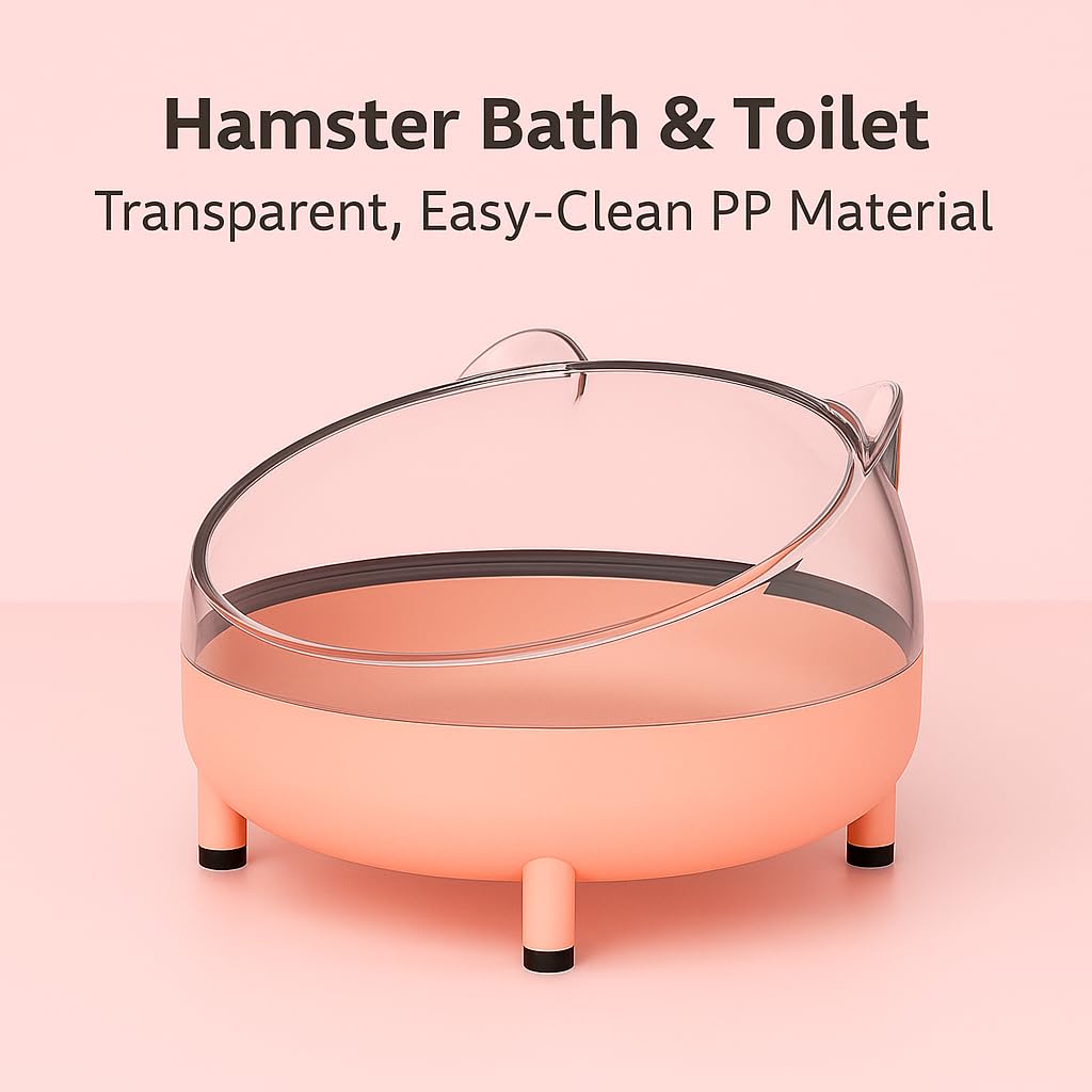 PetzLifeWorld 1 Pcs Transparent Hamster Basin, Non-Slip Base - Round, Four-Legged Design for Hamsters & Small Pets | Splash-Proof Small Pet Shower with Removable Design