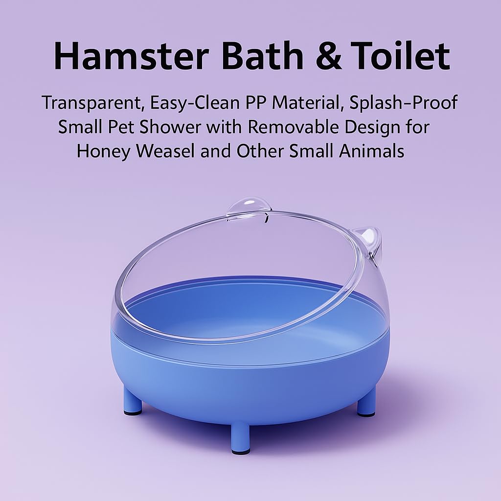 PetzLifeWorld 1 Pcs Transparent Hamster Basin, Non-Slip Base - Round, Four-Legged Design for Hamsters & Small Pets | Splash-Proof Small Pet Shower with Removable Design