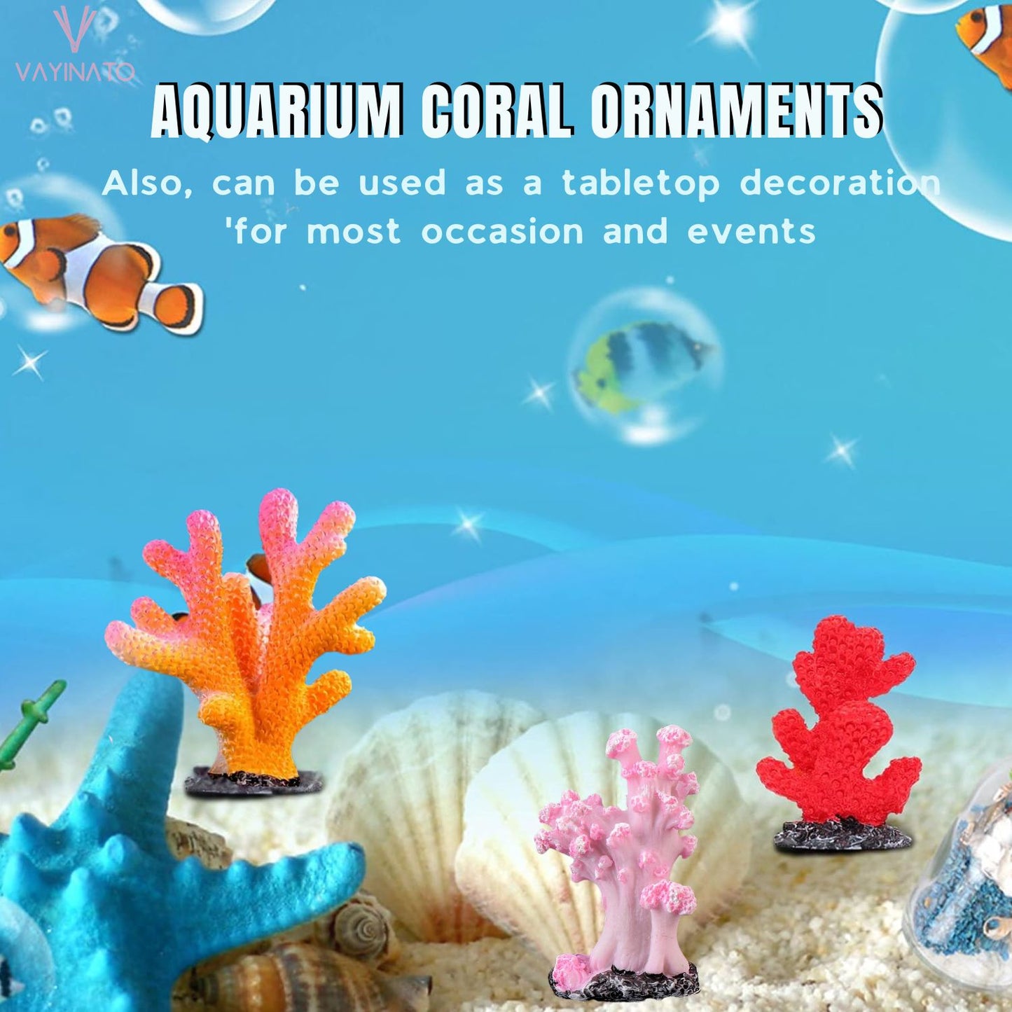 Petzlifeworld 3 Pcs Resin Mini Koral Decor For Fish Tank, Artificial Ocean Koral Reef Ornaments