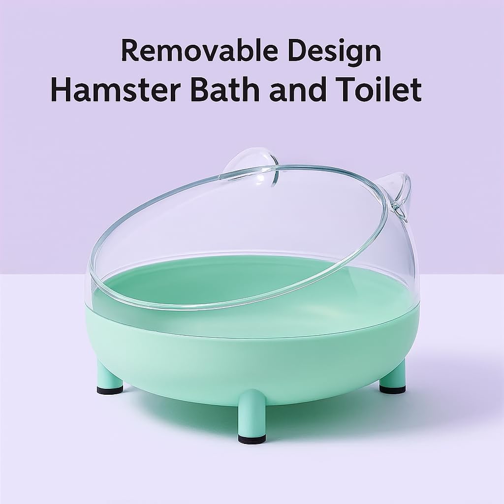 PetzLifeWorld 1 Pcs Transparent Hamster Basin, Non-Slip Base - Round, Four-Legged Design for Hamsters & Small Pets | Splash-Proof Small Pet Shower with Removable Design