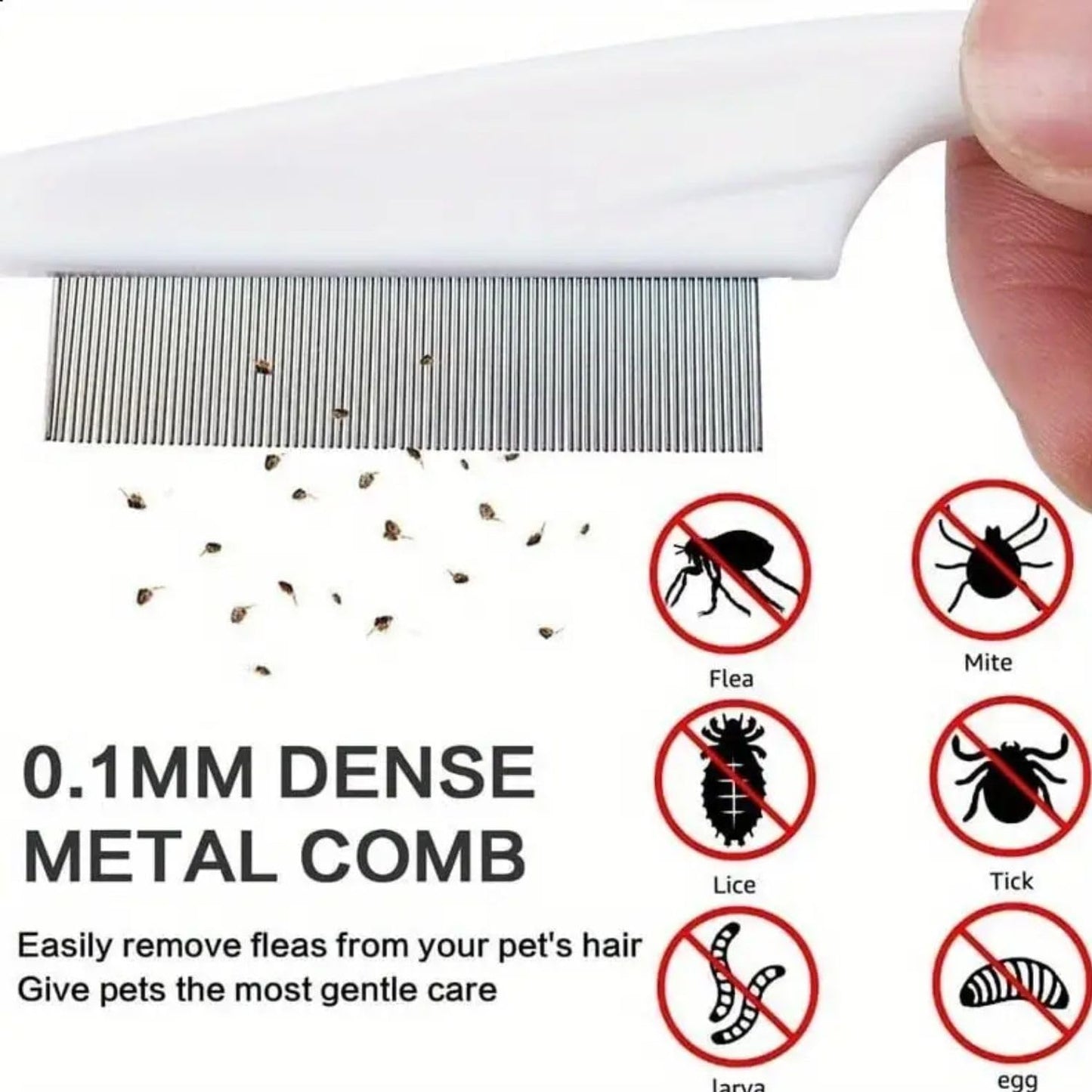 petzlifeworld 2 Pcs (Large & Small) Stainless Steel Flea Comb for Guinea Pig, Hamster, Rabbit – Pet Grooming Tool for Tangles, Fleas, Tear Stains | Durable & Gentle Hair Removal