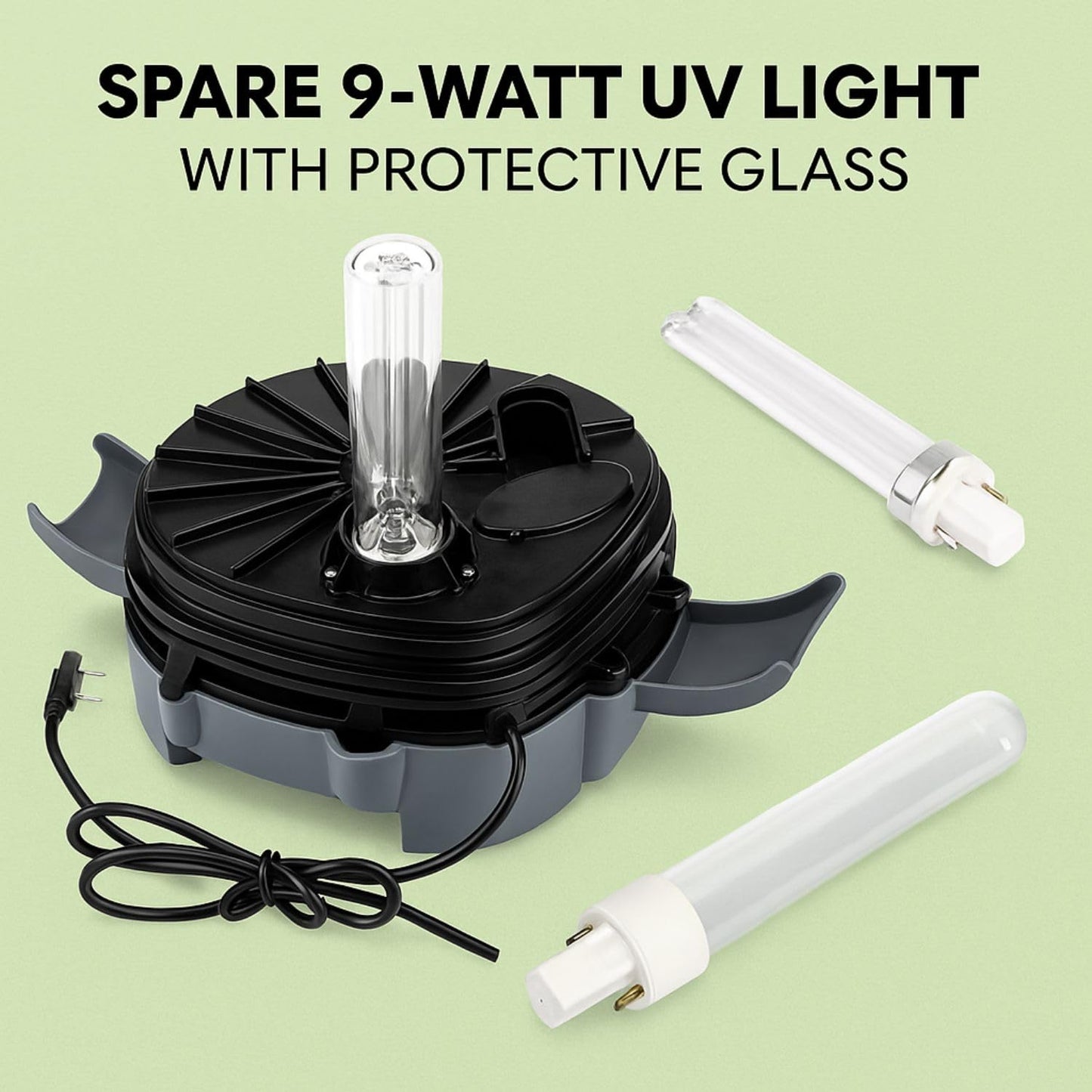 PetzLofeWorld Sun-Sun 304B Cannister Spare 9 Watts UV Light with Protective Glass Combo – Removes Water Cloudiness, Algae Control & Water Sterilization | Easy Installation