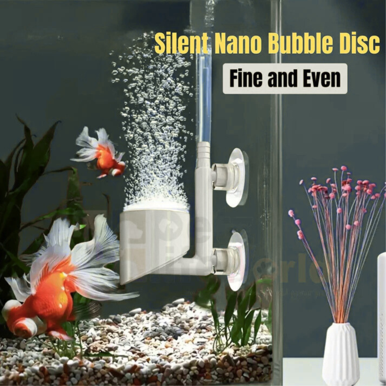 VAYINATO Aquarium White Nano Bubble Air Disc , Airstone For Aquairum Fish Tank With Airtube + Checkvalve