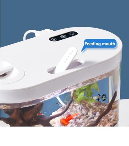 Petzlifeworld Desktop Mini Betta Fish Tank, 1.9L (21 * 11 * 19 CM), Mini Aquarium Starter Kit with USB Connector Hidden Filter, Plant Basket, LED Lighting & Button Control (Black)