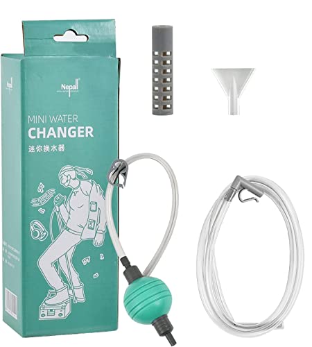 Nepall Fish Tank Cleaner&Aquarium Water Changer Siphon With A Thinner Water Tubing. Perfect For Cleaning Small Fish Tanks,Gravel Vacuum For Aquarium (Green)