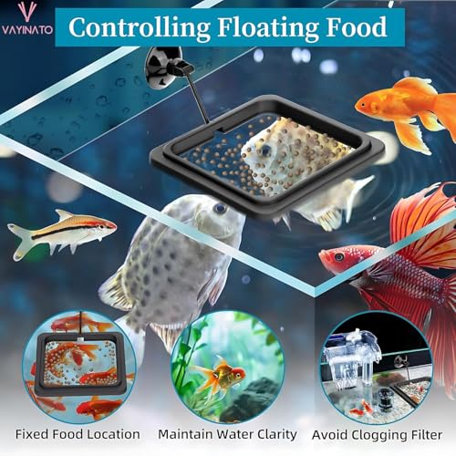 Aquarium Buoyancy Black Fish Food Feeder with Strong Suction Cup