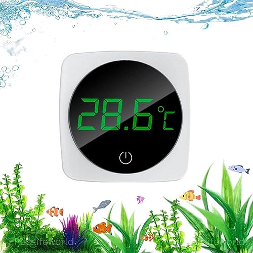 Nepall One Touch LCD Digital Display with Large Clearly Screen Aquarium Thermometer | No Wire, Accurate Stick-on Fish Tank Temperature Sensor