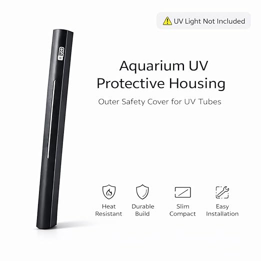 petzlifeworld Aquarium UV Protector – Heat Resistant Outer Safety Cover for UV Tubes – Slim Compact Design with Mounting Clips – Durable UV Tube Protector (UV Light Not Included)