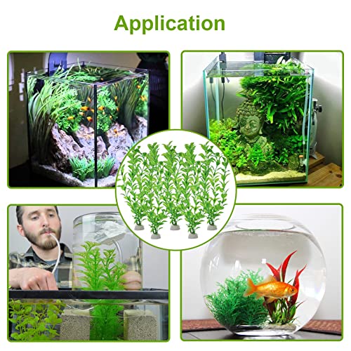 PetzLifeworld 12 Inch Green Rotella Aquarium Fish Tank Decoration Plastic Plants | Artificial Plants for Indoor Home and Office Decoration 6 Pcs Pack