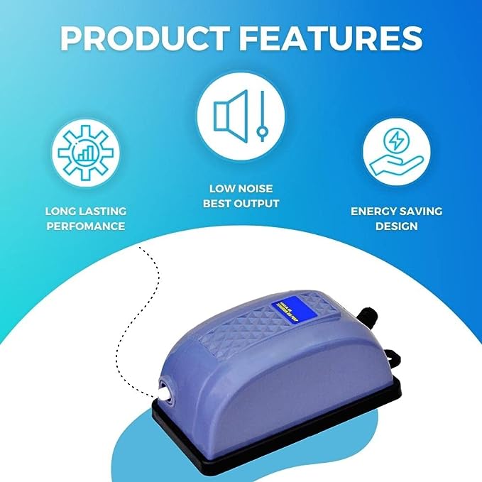 Blue Pet Complete Air Motor Oxygen Pump Starter Kit Combo for Aquarium Fish Tank (Includes Air Pump, Check Valve, Controller, Air Tube & Air Stone)