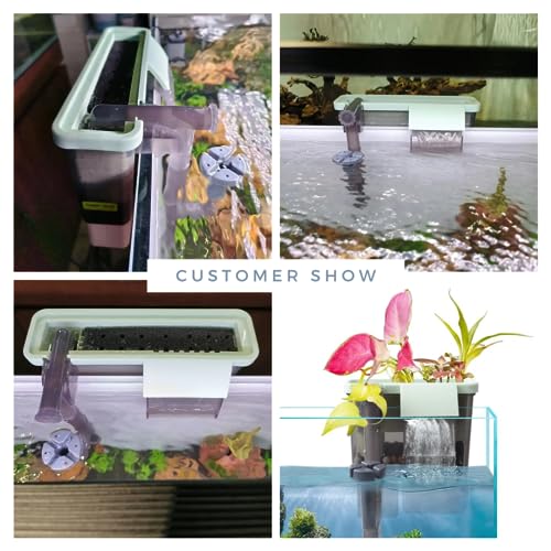 YEE 3 In 1 MultiLayer Noiseless Hydroponics Type Hang On Filter For Planted Aquarium Fish Tank With Surface Skimmer ( Planting Version ) (YHS-672 | 8Watts | 500L/Hr | Suits 30-80Cm Tank)(Plants not included)