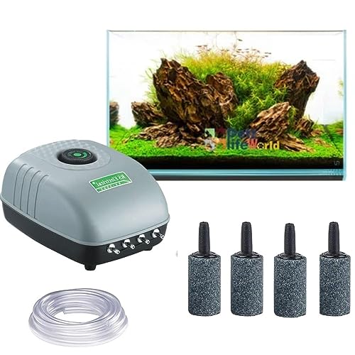 RS Electrical (RS-9902) Adjustable Type and Super Noiseless Aquarium Air  Pump with Air Tube & Air Stone | Output :8L/Min | Power : 8W | Pressure 