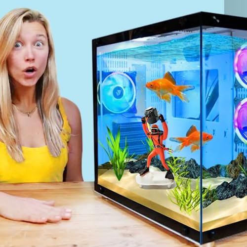 Petzlifeworld Aquarium Air Operated Decorative Action Toy with Air Bubble Arrangement (Camera Man)