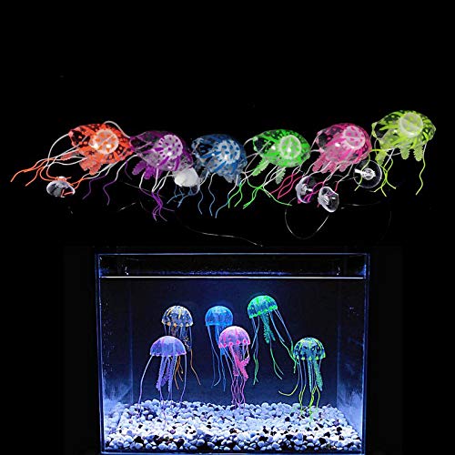 Petzlifeworld All Life Stages Glowing Effect Floating Jellyfish Fish Tank Ornament Decor (1 Pcs, Random Color)