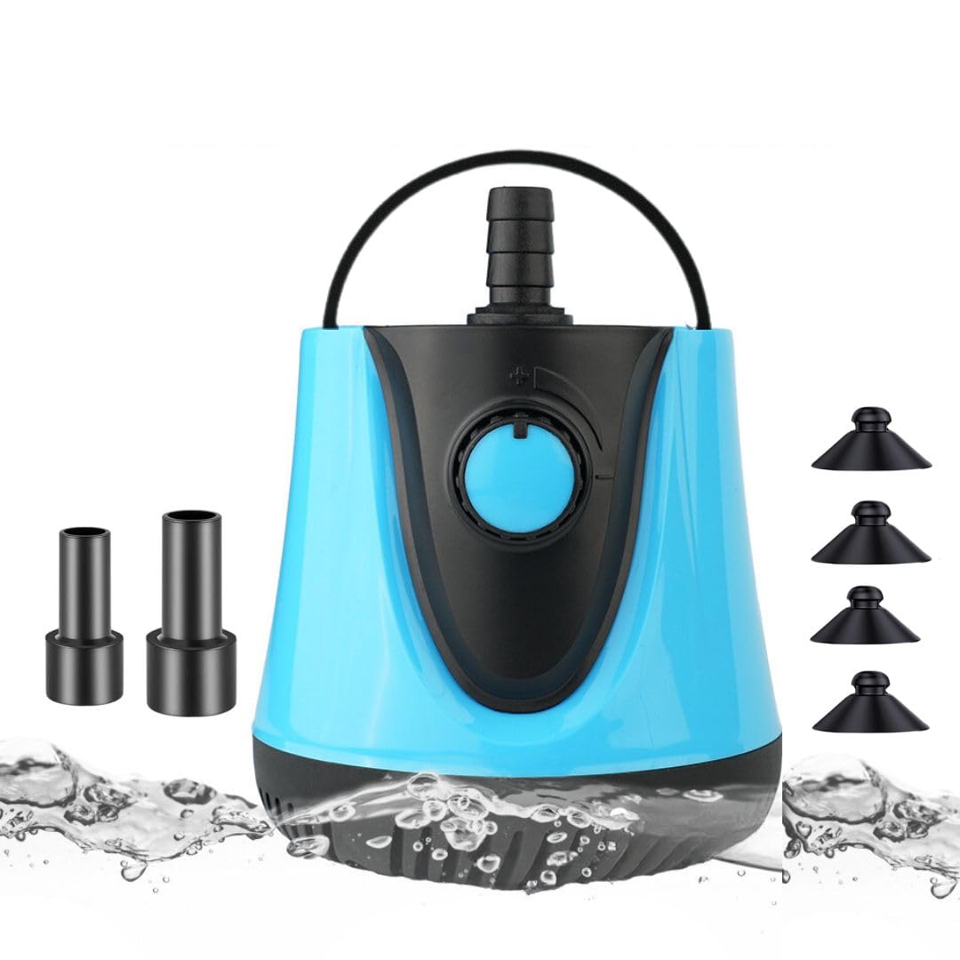 Petzlifeworld Aquarium Submersible Bottom Suction Water Pump with Adjustable Water Flow and Free 2-Nozzles