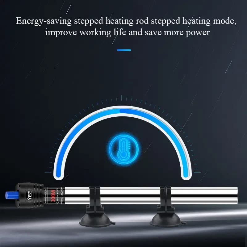 YEE SS 304 Grade Stainless Steel Completely Submersible Automatic Aquarium Fish Tank Heater (300 Watts)