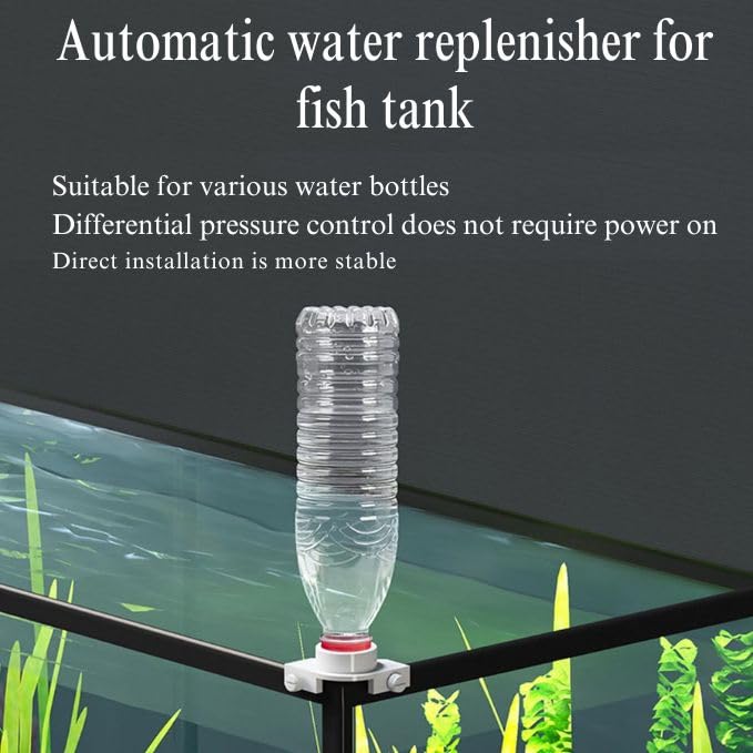 Petzlifeworld Aquarium Fish Tank Water Repleniser Auto Top Off Cap Corner Type | Can Be Used with Any Bottle | Fit for Open Rimless Tank Thickness Upto 10MM | Automatic Water Refiller