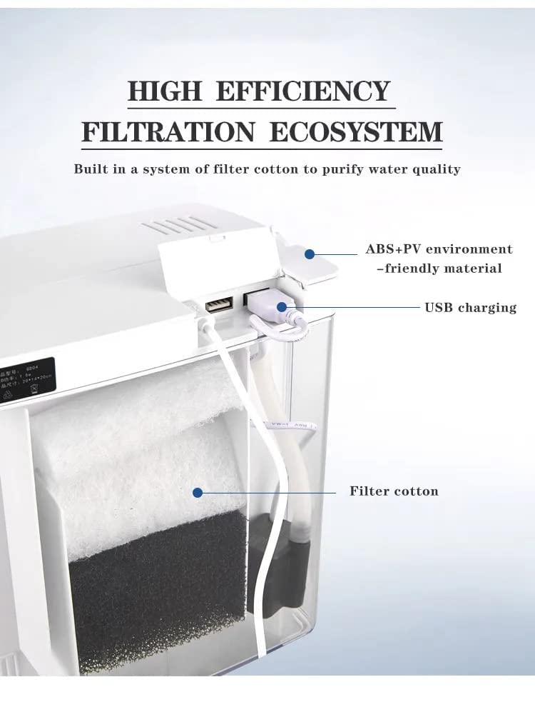 Bluepet Mini Square Shape Aquarium Small Desktop Home Decortive Fish Tank with USB Connector, Multi Mode LED Light, Ultra Silent Pump for Small Fishes (BL 04 ,Size : 20x14x20CM)