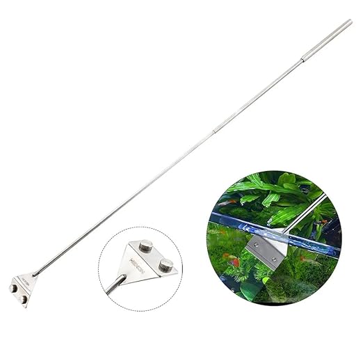 Petzlifeworld Stainless Steel Long Handle Algae Scrapper Extendable (45Cm) with Stainless Steel Blade for Aquarium Fish Tank