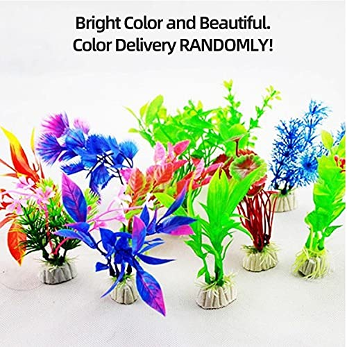Petzlifeworld Artificial Aquarium Plants Fish Tank Decorations Plastic Aquarium Plants (Random Color) (Pack of 10)