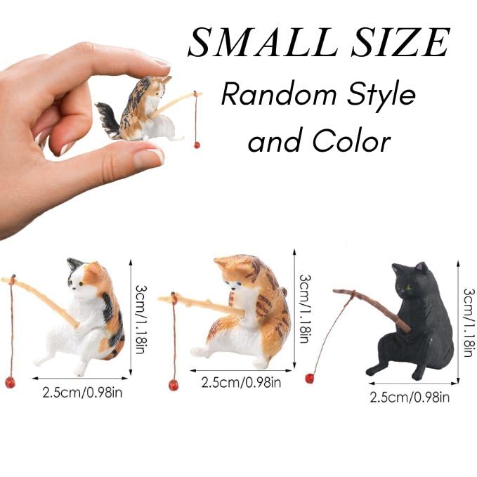 Petzlifeworld 1 Pcs Small Fishing Cat Statue Fishtank Decoration Aquarium Personalized Ornament Cat Fishing Vivid Shape Resin Figures Cute Fishing Cat Decor - Random Colors & Shape