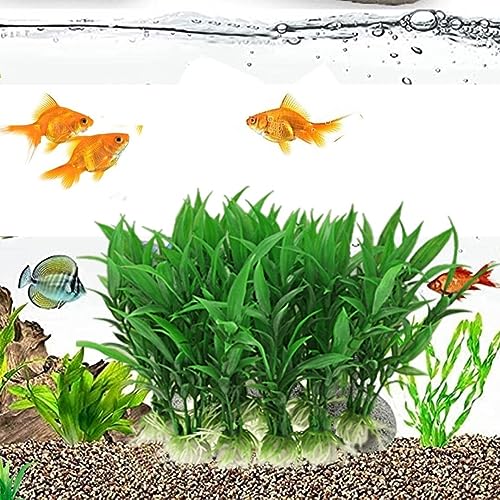 Petzlifeworld Inch Green Plastic Aquarium Tank Plants Grass Decoration, 10-Piece