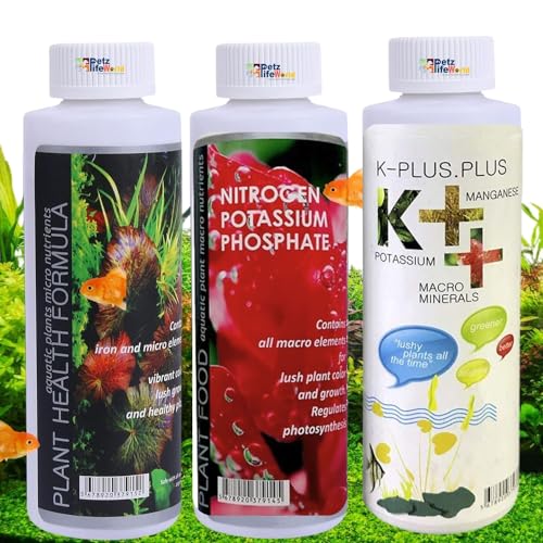 Petzlifeworld Aquatic Remedies (Pack of 3) Aquarium Plant Health Formula 120Ml & Plant Food 120Ml & K-Plus Plus 100Ml - Liquid