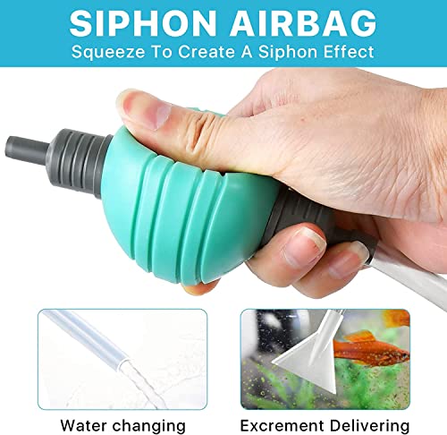 Nepall Fish Tank Cleaner & Aquarium Water Changer Siphon With A Thinner Water Tubing. Perfect For Cleaning Small Fish Tanks,Gravel Vacuum For Aquarium (Green)