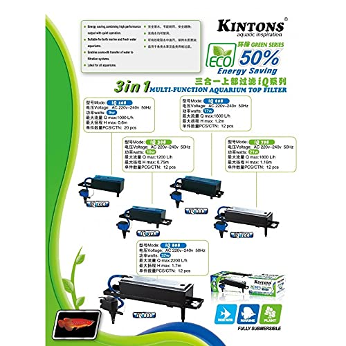 Kintons Aquarium Top Filter 50% Energy Saving Green Series Power Aquarium Filter