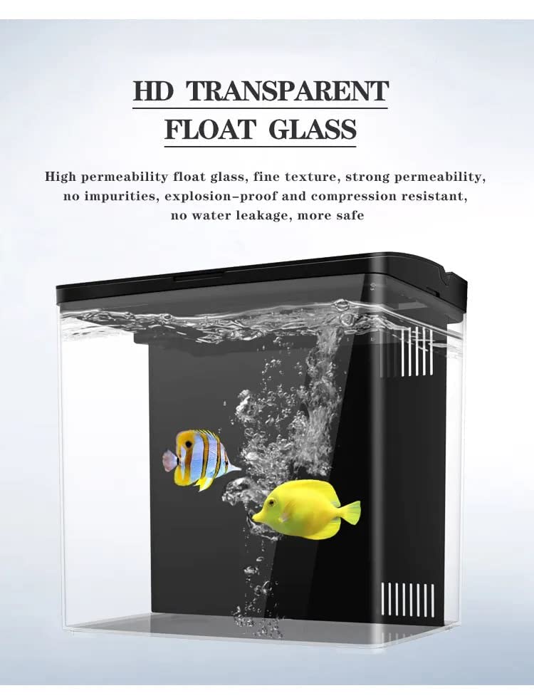 Bluepet Mini Square Shape Aquarium Small Desktop Home Decortive Fish Tank with USB Connector, Multi Mode LED Light, Ultra Silent Pump for Small Fishes (BL 04 ,Size : 20x14x20CM)