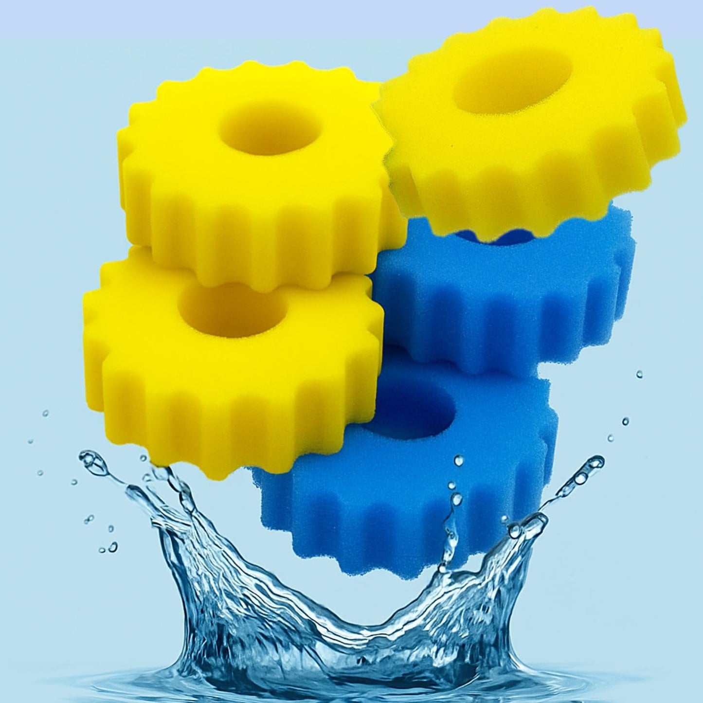 PetzLifeWorld Aquarium 5 Pcs Pond Filter Replacement Foam Sponge | Compatible with CPF-20000 (2 Pcs Blue & 3 Pcs Yellow) Durable, Reusable Mechanical Filter Media for Pressure Pond Filters and Koi Ponds