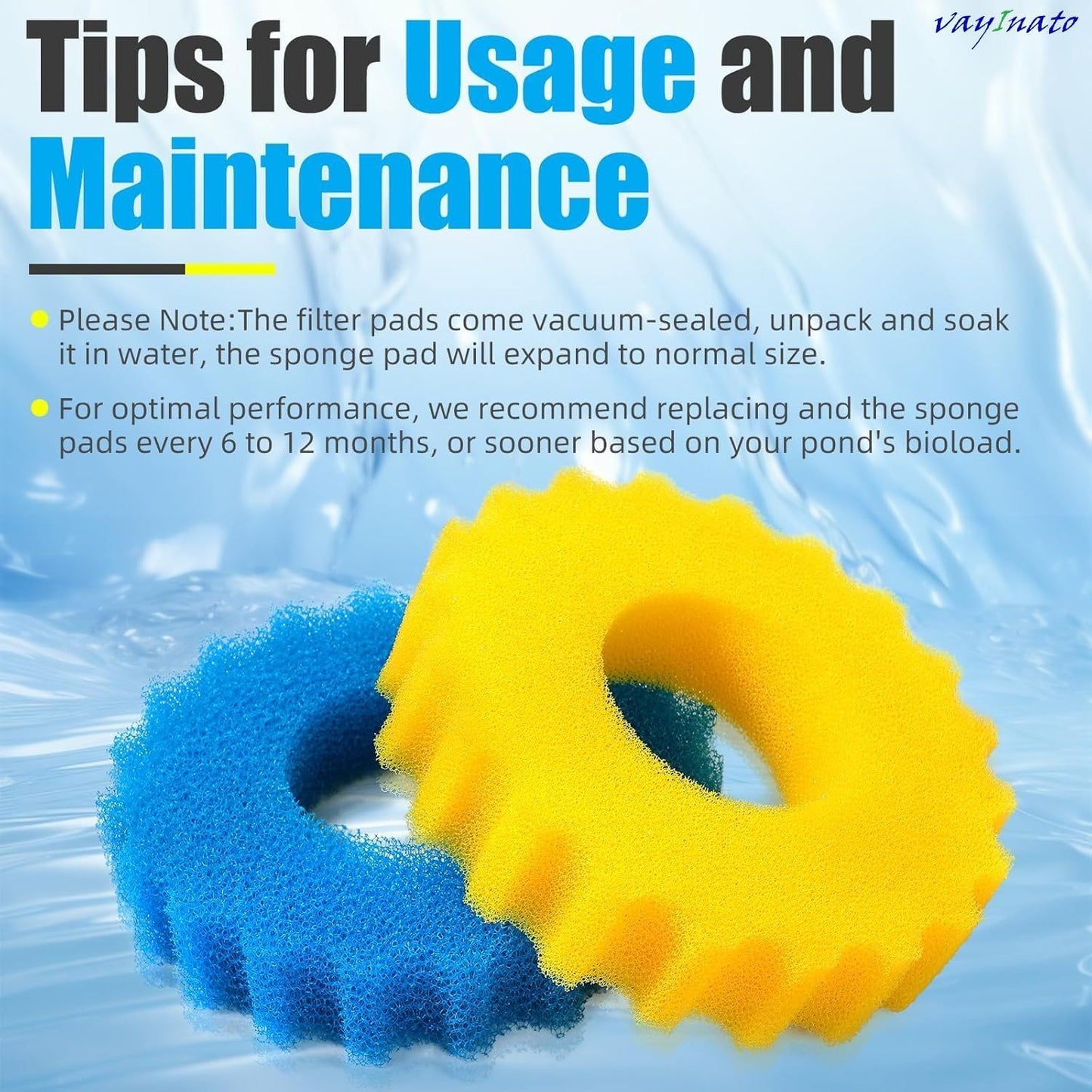 PetzLifeWorld Aquarium 5 Pcs Pond Filter Replacement Foam Sponge | Compatible with CPF-20000 (2 Pcs Blue & 3 Pcs Yellow) Durable, Reusable Mechanical Filter Media for Pressure Pond Filters and Koi Ponds
