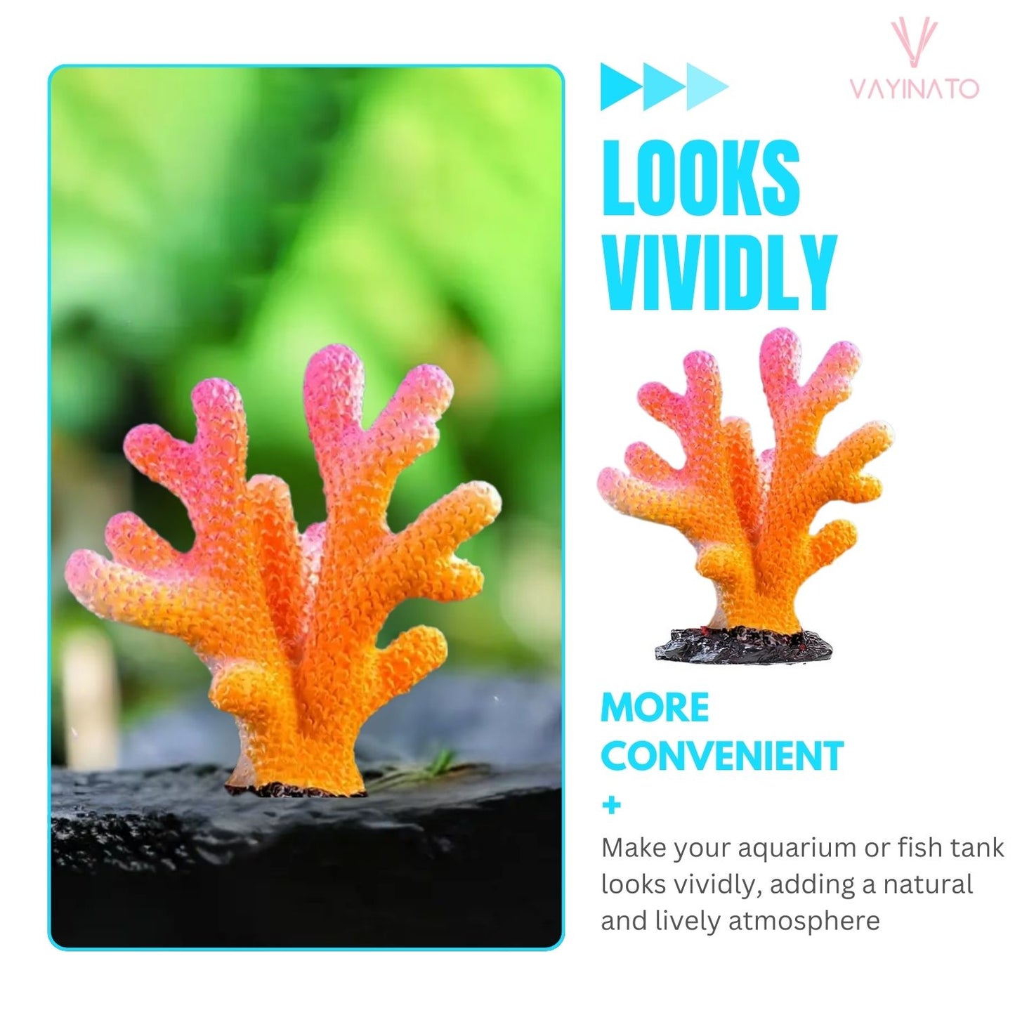Petzlifeworld 3 Pcs Resin Mini Koral Decor For Fish Tank, Artificial Ocean Koral Reef Ornaments