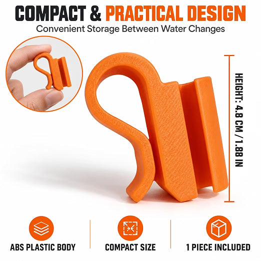 Petzlifeworld 1 Pc Orange Aquarium Water Pipe Holder Bracket | Anti-Slip Fish Tank Hose Clamp for Water Changing, Siphoning & Bucket Transfer