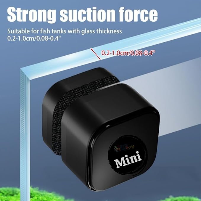Petzlifeworld Aquarium (Black) Mini Square Magnetic Brush Fish Tank Glass Cleaner | Suitable for 6-8 MM Thickness Glass