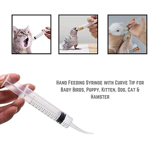 Petzlifeworld Hand Feeding Syring 12ml (Pack Of 2) with Curve Tip for Baby Birds, Puppy, Kitten, Dog, Cat & Hamster (12 ml) Pack Of 2 by Petzlifeworld