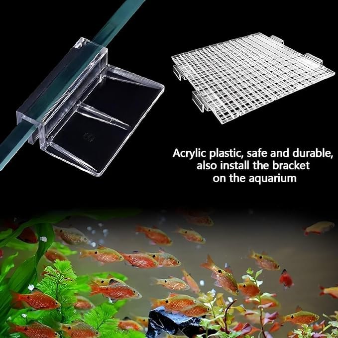 Petzlifeworld White Plastic Divider Panel Separator Grid Isolation Board and Aquarium Fish Tank Glass Clossing Top Lid Cover Support Clip Clamp
