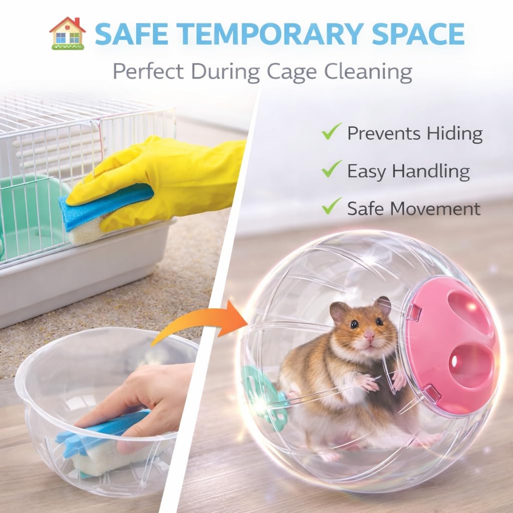 Petzlifeworld Large Hamster Exercise Ball 12CM Transparent Running Ball | Safe Lock Design | Small Animal Exercise Toy for Syrian Hamsters, Mice & Rodents | Cage Accessories & Play Toy