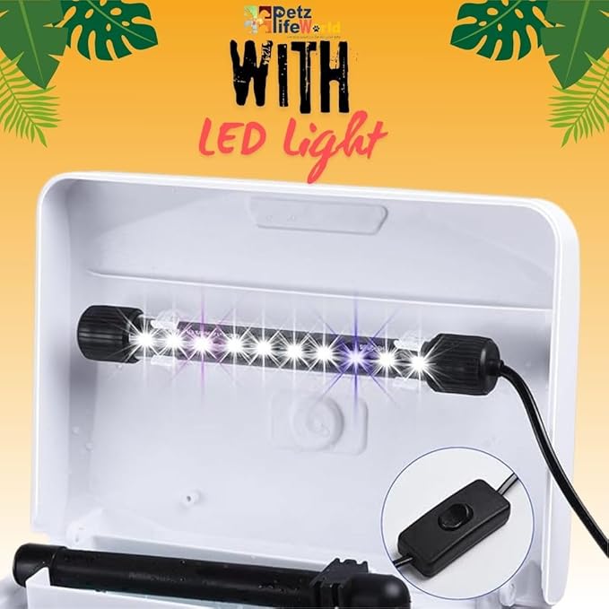 Petzlifeworld (RX-230 Pearling White) Aquarium Starter Kit Small Glass Betta Fish Tank Desktop with Filter Pump LED Light, Crystal Clear 360° Viewing, Shatter-Resistant & Leak-Proof Base