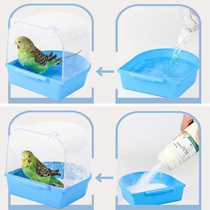 Petzlifeworld Birds Bath Tub (Random Colour) Hanging Bath Tub Birds Cage Acessories Suitable for All Small Birds | Made of Plastic | Non Breakable
