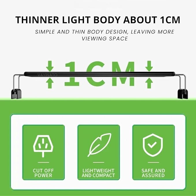 Petzlifeworld Aquarium LED Light (Blue+White), Single Color Mode LED Light Ultra Slim Black Light for Fresh & Salt Water Tank | Water Proof with Extendable Bracket