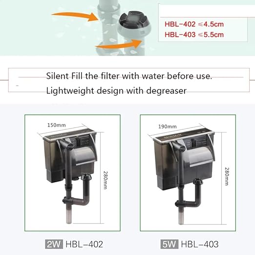 Sunsun HBL Series Mute Effect Hang On Biochemical Filter for Aquarium Fish Tank | Suitable for Both Salt and Fresh Water