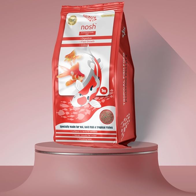 PetzLifeworld Nosh 1Kg Economical Daily Diet Aquarium Fish Food, Specially Made for Koi, Gold Fish and Tropical Fish Food | Floating Pellets | Wont Cloud The Water