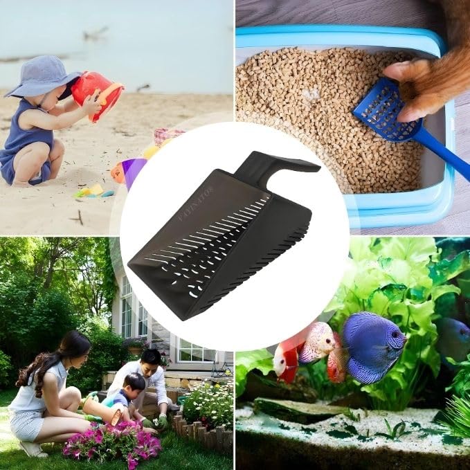 Petzlifeworld Aquarium Fish Tank Sand Shovel (Grey), Strong Construction Plastic Gravel Strainer Shovel Clean Tool