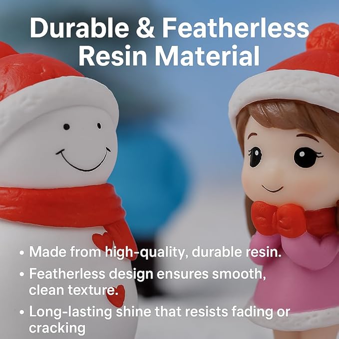 Petzlifewolrd (3 Pcs Resin Winter Couple & Snowman Miniature Figurines – Handcrafted Christmas Mini Scene Decor | Festive Tabletop, Car, or Shelf Display | Cute Valentine’s Day