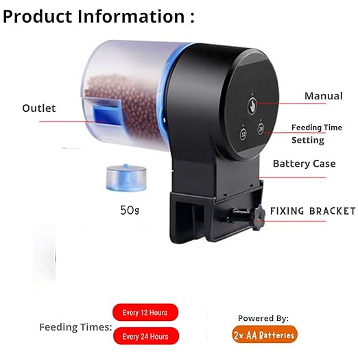 Sunsun Automatic Fish Feeder Intelligent Adjustable Timing (12Hrs and 24Hrs) (AK-01J)