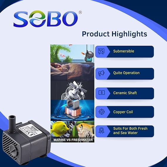 SOBO WP Series Aquarium Energy Saving Submersible Pump