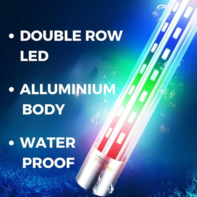 Nemo Submersible Colour Changing Double Row LED Light for Aquarium Fish Tank | WRGB | 3 Mode | Water Proof | Alluminium Case